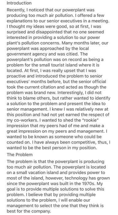 Introduction Recently I Noticed That Our Powerplant Was Producing Too Much Air Pollution I Offered A Few Explanations 1