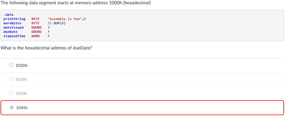 I Am Having Trouble Understanding How The Data Segments Add Up In Relation To The Hex Memory Addresses Please Explain W 1