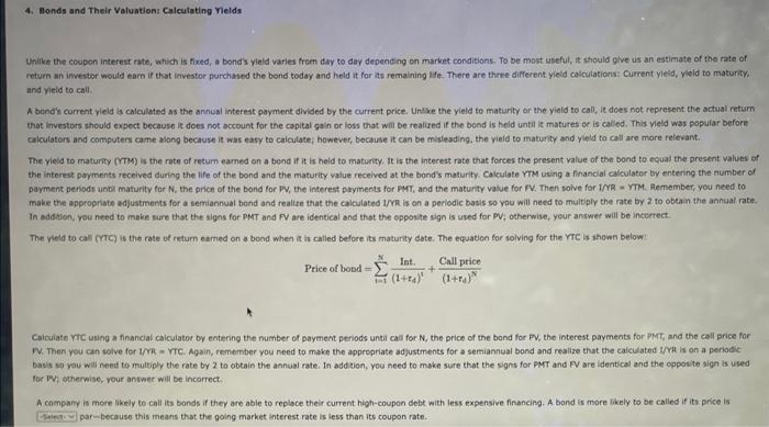4 Bonds And Their Valuation Calculating Yields Unlike The Coupon Interest Rate Which Is Fixed A Bond S Yield Varies 1