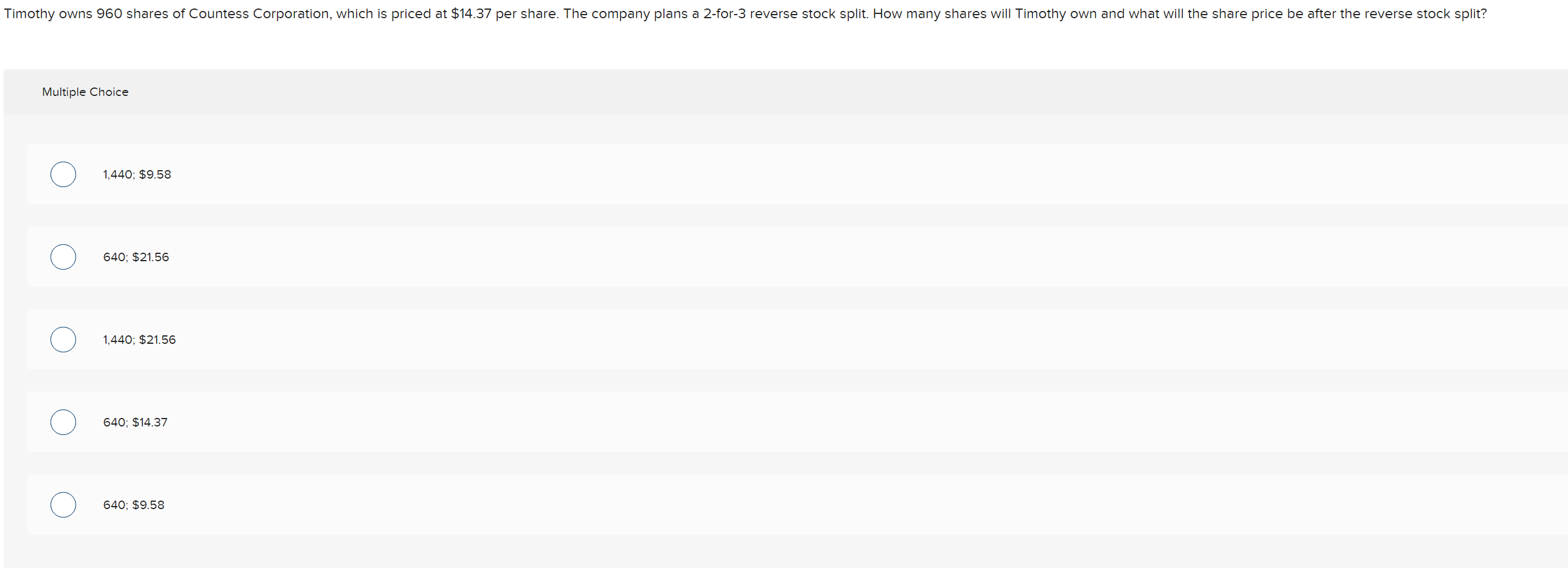 Timothy Owns 960 Shares Of Countess Corporation Which Is Priced At 14 37 Per Share The Company Plans A 2 For 3 Revers 1
