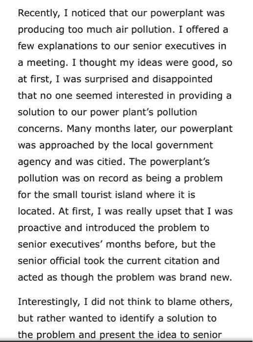 Recently I Noticed That Our Powerplant Was Producing Too Much Air Pollution I Offered A Few Explanations To Our Senior 1