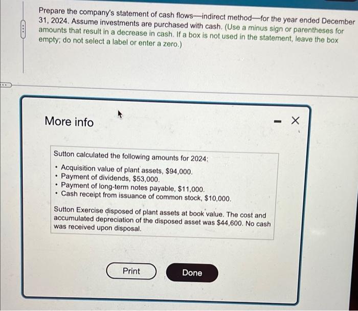 Sutton Exercise Equipment Inc Reported The Following Financial Statements For 2024 Click The Icon To View The Income 5