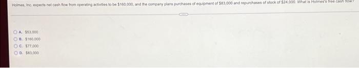 Holmes Inc Expects Net Cash Flow From Operating Activities To Be 160 000 And The Company Plans Purchases Of Equipmen 1