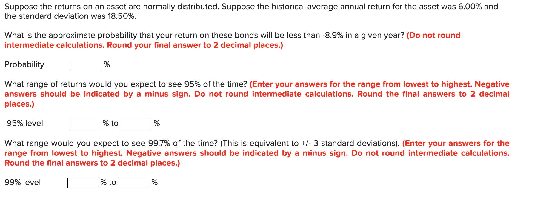 Suppose The Returns On An Asset Are Normally Distributed Suppose The Historical Average Annual Return For The Asset Was 1