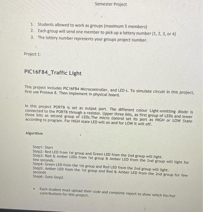 Semester Project 1 Students Allowed To Work As Groups Maximum 5 Members 2 Each Group Will Send One Member To Pick Up 1