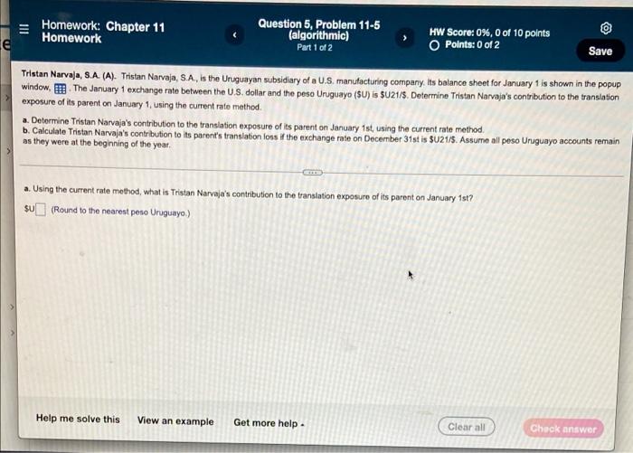 Homework Chapter 11 Homework Question 5 Problem 11 5 Algorithmic Part 1 Of 2 Hw Score 0 0 Of 10 Points O Points 1