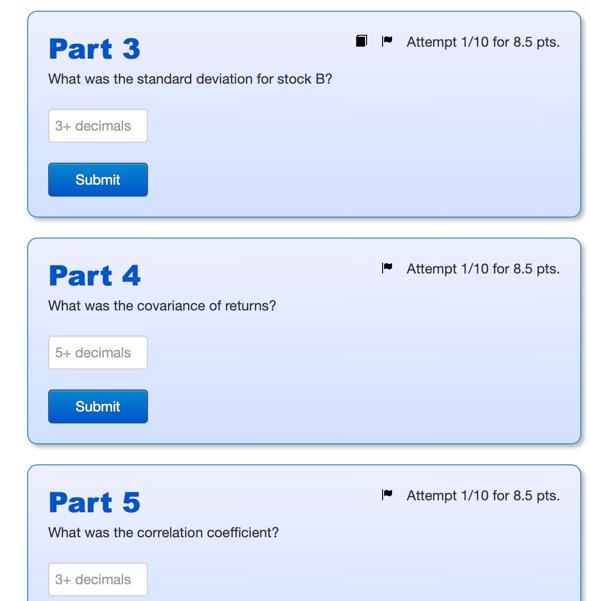 Intro You Ve Assembled The Following Portfolio 3 Decimals Stock Exp Return 1 8 1 2 3 Part 1 What Is The Expected Ret 2