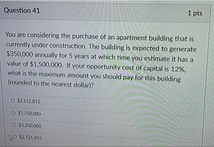 Question 40 Quantum Inc Offers A Bond With Annual Coupon Payments And A Coupon Rate Of 8 The Yield To Maturity Is 4 7 2