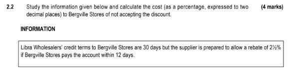 2 2 Study The Information Given Below And Calculate The Cost As A Percentage Expressed To Two 4 Marks Decimal Places 1