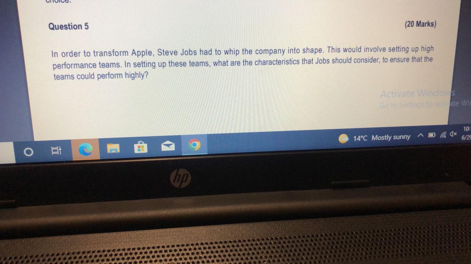 O Question 5 In Order To Transform Apple Steve Jobs Had To Whip The Company Into Shape This Would Involve Setting Up H 1