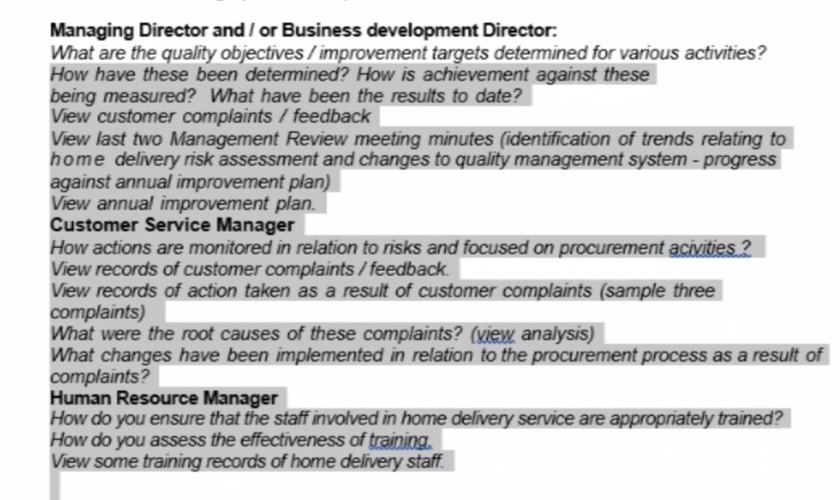 Managing Director And Or Business Development Director What Are The Quality Objectives Improvement Targets Determined 1