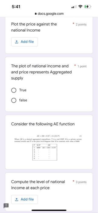 5 41 Plot The Price Against The National Income 1 Add File The Plot Of National Income And And Price Represents Aggregat 1