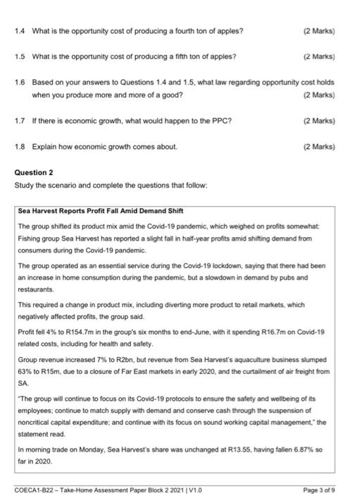 Section A Scenario Questions Question 1 Study The Graph And Complete The Questions That Follow The Graph Below Illustra 2