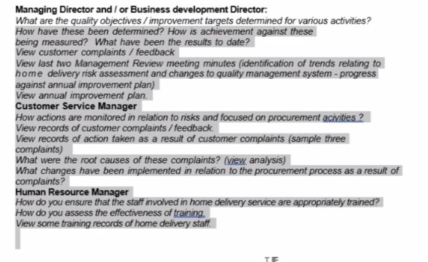 Managing Director And Or Business Development Director What Are The Quality Objectives Improvement Targets Determined 1