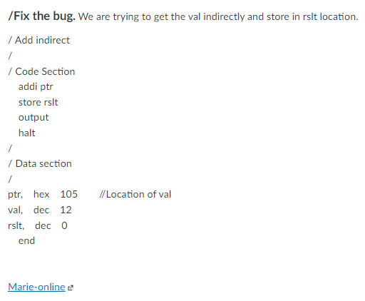 Fix The Bug We Are Trying To Get The Val Indirectly And Store In Rslt Location Add Indirect Code Section Addi P 1