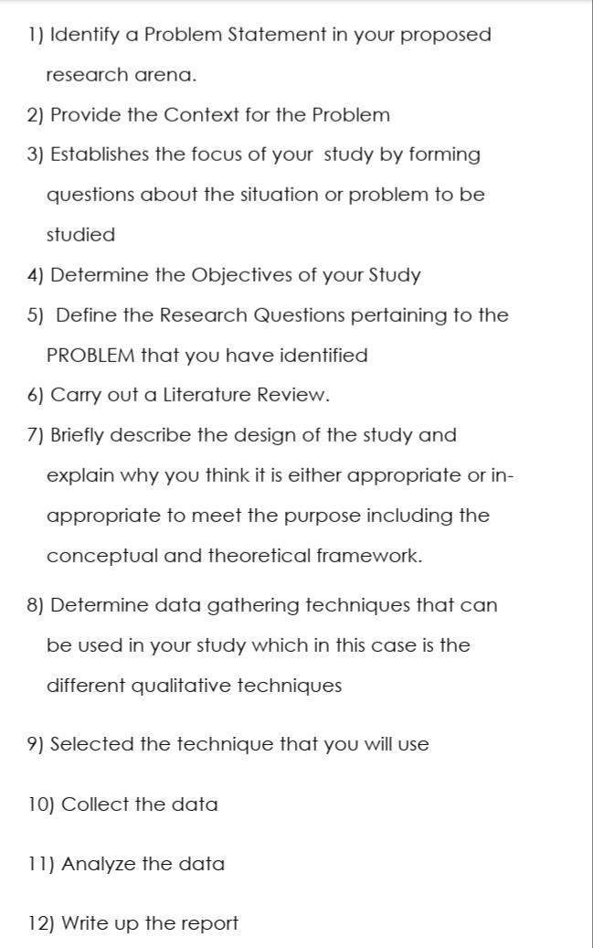 1 Identify A Problem Statement In Your Proposed Research Arena 2 Provide The Context For The Problem 3 Establishes T 1