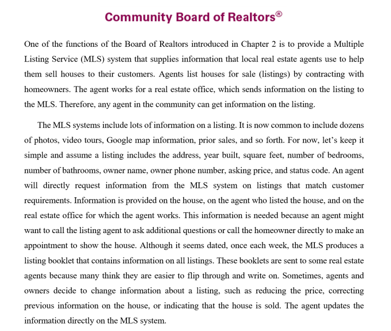 Community Board Of Realtors One Of The Functions Of The Board Of Realtors Introduced In Chapter 2 Is To Provide A Multi 1