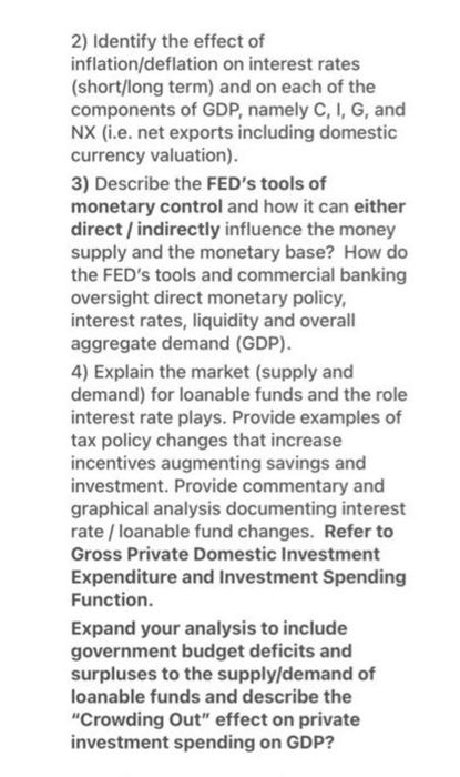 2 Identify The Effect Of Inflation Deflation On Interest Rates Short Long Term And On Each Of The Components Of Gdp 1