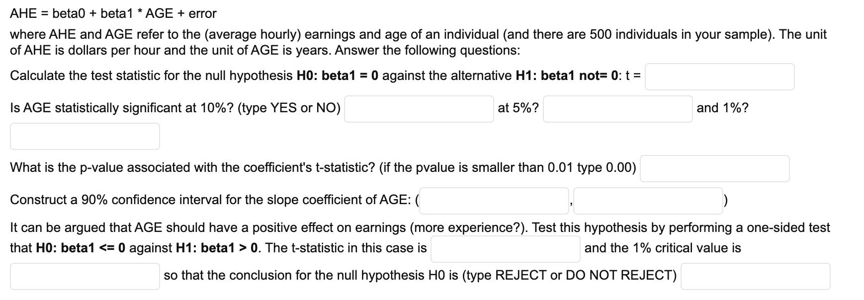 Ahe Beta0 Beta1 Age Error Where Ahe And Age Refer To The Average Hourly Earnings And Age Of An Individual And 1