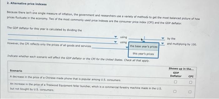 2 Alternative Price Indexes Because There Isn T One Single Measure Of Inflation The Government And Researchers Use A V 2
