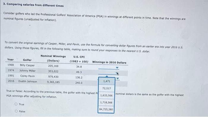 3 Comparing Salaries From Different Times Consider Golfers Who Led The Professional Golfers Association Of America Pg 2