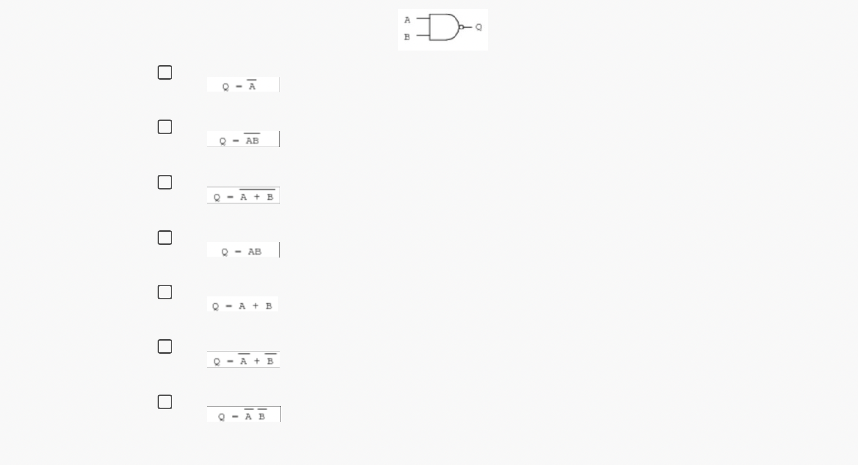 Match The Boolean Expression With The Correct Gate A B D E G H 8
