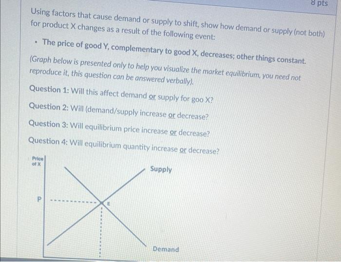 Using Factors That Cause Demand Or Supply To Shift Show How Demand Or Supply Not Both For Product X Changes As A Resu 1