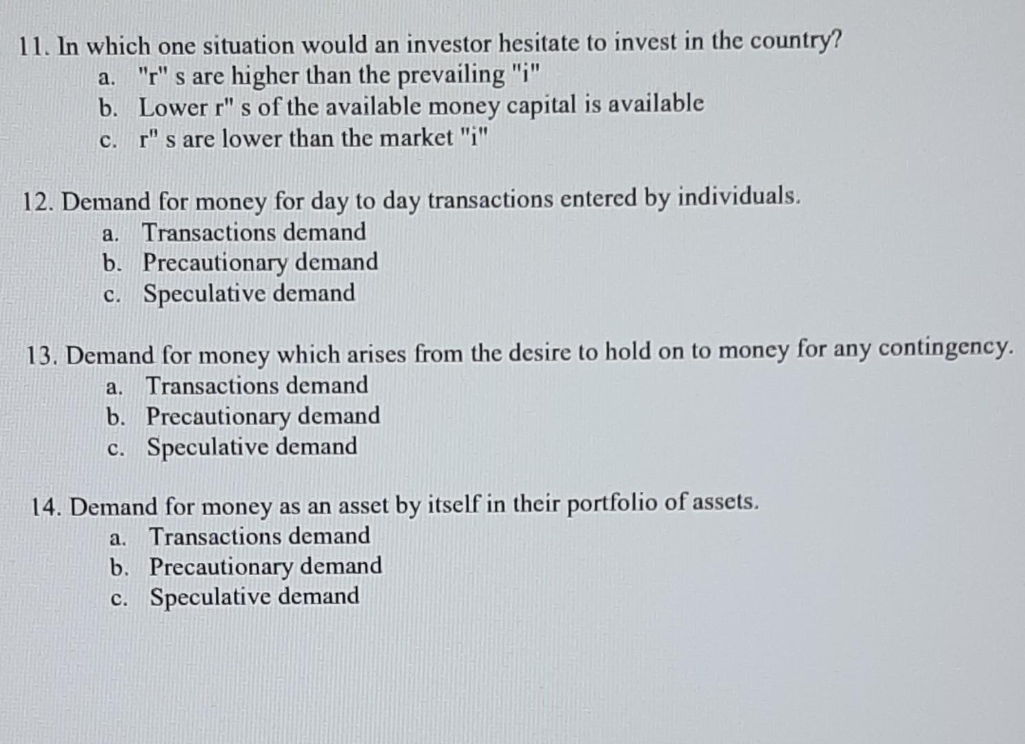 11 In Which One Situation Would An Investor Hesitate To Invest In The Country A R S Are Higher Than The Prevailing 1