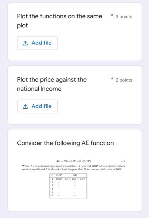 Plot The Functions On The Same Plot Add File Plot The Price Against The National Income 1 Add File Consider The Follow 1