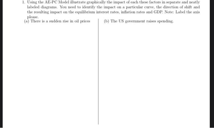 1 Using The Ae Pc Model Illustrate Graphically The Impact Of Each These Factors In Separate And Neatly Labeled Diagrams 1
