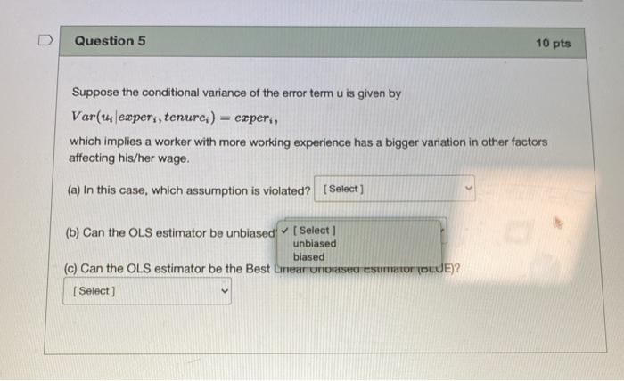 D Use The Following Information To Answer Questions 1 8 Consider The Following Model In Wage Bo Biezper Batenure 4