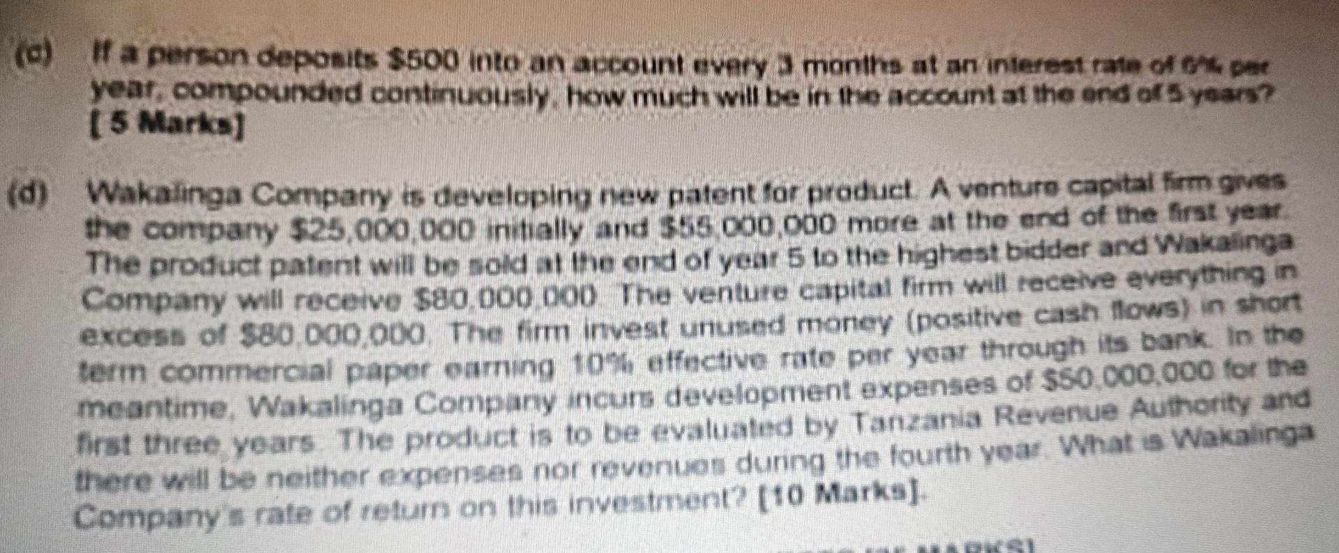 C If A Person Deposits 500 Into An Account Every 3 Months At An Interest Rate Of 6 Per Year Compounded Continuously 1