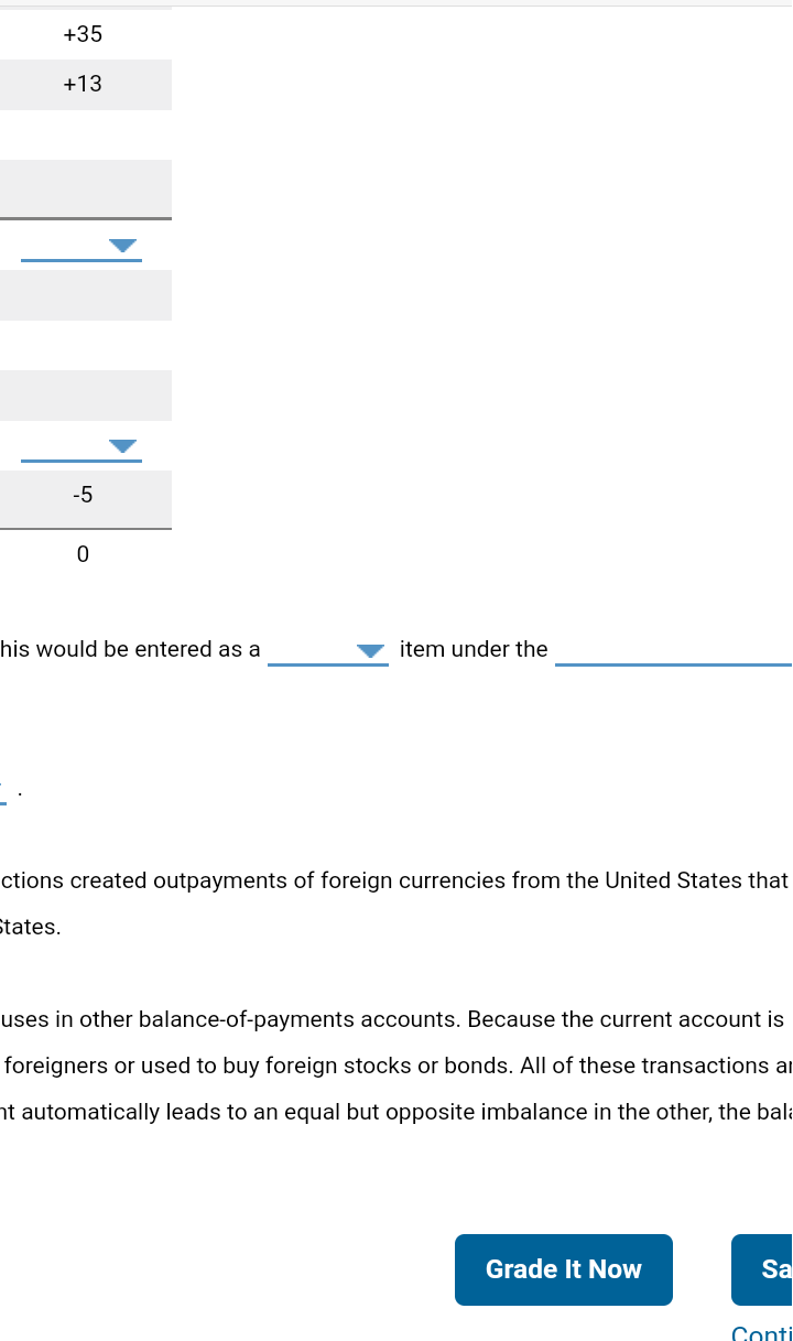 Consider The Following Table Showing Hypothetical Balance Of Payment Complete The Table By Selecting The Correct Value F 4