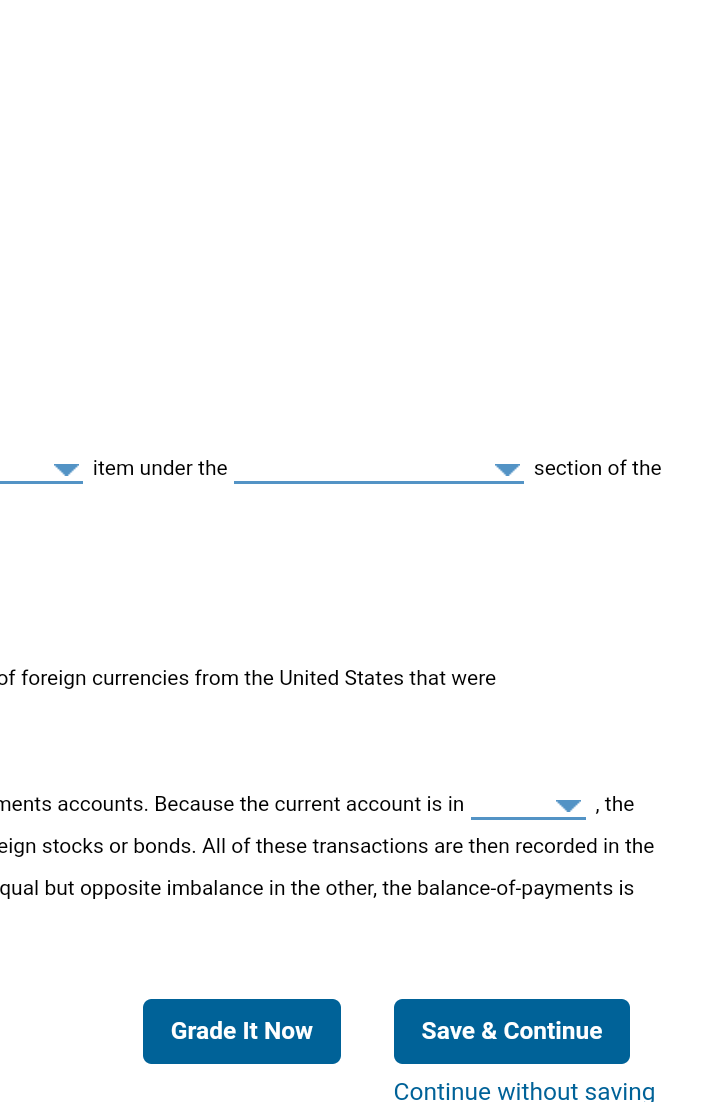 Consider The Following Table Showing Hypothetical Balance Of Payment Complete The Table By Selecting The Correct Value F 5