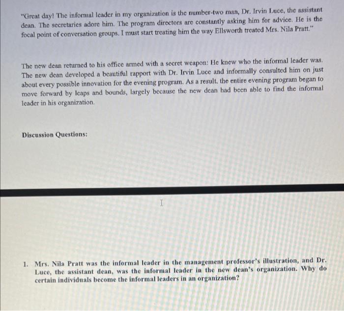 Student Name Date Introduction To Business Informal Leaders Within An Organization Id Within An Organization There Ma 3