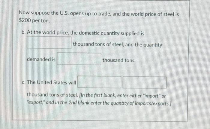 Problem 3 Welfare Analysis Of Trade 12 Points The Graph Below Shows Domestic Supply And Demand For Steel In The Unite 2