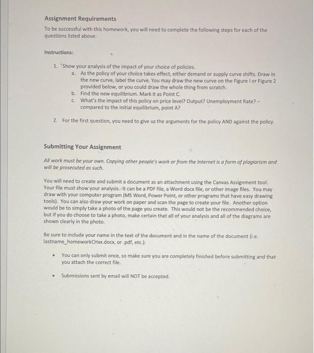 Homework Ch20b Policy Apply The Below To The Following Th Laas 1 Ac Events And Ad Cuve Us To The The Economy From The 4