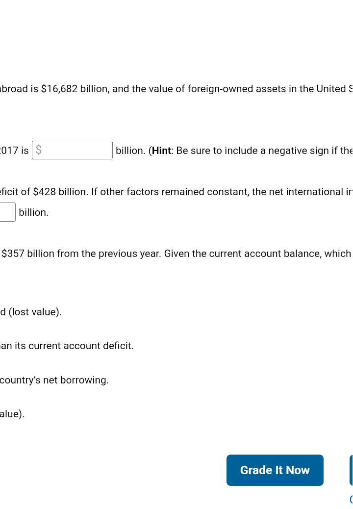 6 Debtors And Creditors Net International Investment Position Suppose That At The End Of 2017 The Value Of U S Owne 2