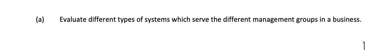 A Evaluate Different Types Of Systems Which Serve The Different Management Groups In A Business 1