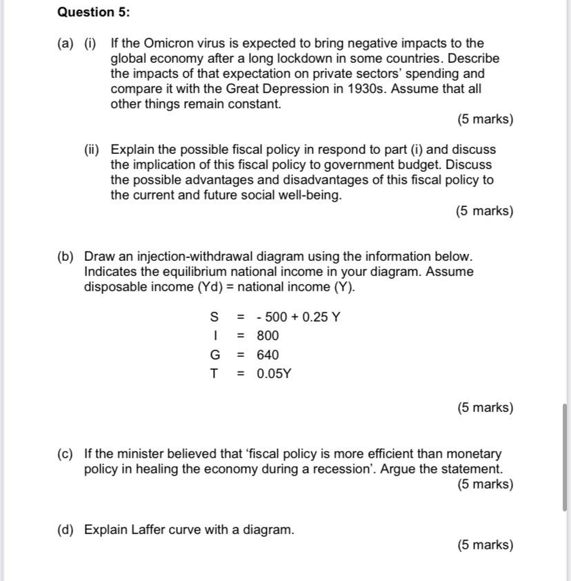 Question 5 A I If The Omicron Virus Is Expected To Bring Negative Impacts To The Global Economy After A Long Lockdo 1