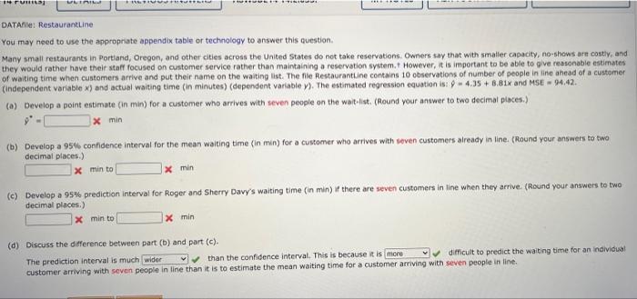 14 Furl Ultric Datafile Restaurantline You May Need To Use The Appropriate Appendix Table Or Technology To Answer This 1