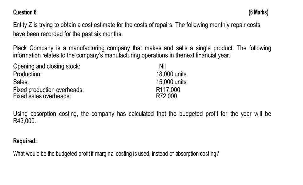2 Question 2 10 Marks A Company Uses 15 000 Units Of Stock Item 6786 Each Year The Item Has A Purchase Cost Of R4 Per 4