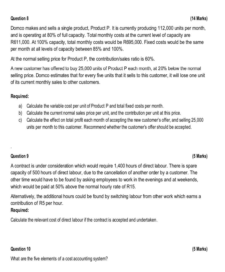 2 Question 2 10 Marks A Company Uses 15 000 Units Of Stock Item 6786 Each Year The Item Has A Purchase Cost Of R4 Per 6