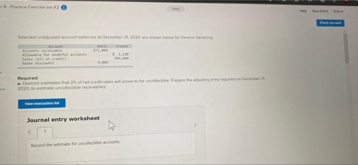 48 Practice Exercise Set 2 Cet Selected Unadjusted Account Balances At December 31 2020 Are Shown Below For Demon S 1