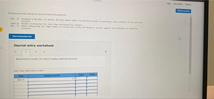 Book Ebens Prepare Journal Entries To Record These Transactions Mar 21 Accepted A 6 300 Sla Month 25 Note Dated Toda 3