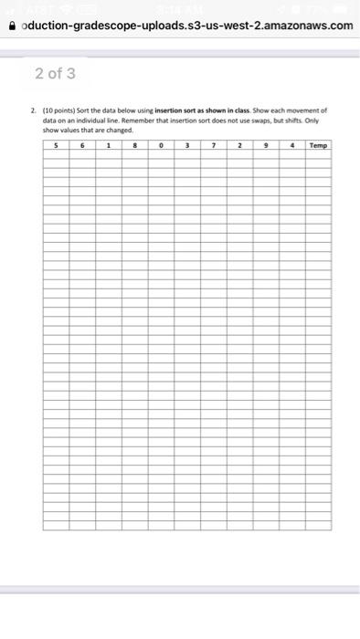 Done Us West 2 Amazonaws Com C Homework 15 Sorting Algorithms Cs 1323 4 Sprint 2022 Name Student Id Usually 112 00 2