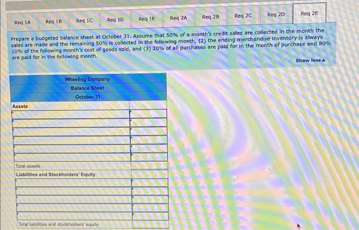 Wheeling Company Is A Merchandiser That Provided A Balance Sheet As Of September 30 As Shown Below Wheeling Company Bal 12