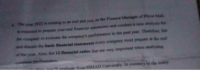 The Year 2022 Is Coming To An End And You As The Finance Manager Of Hayat Mall Is Expected To Prepare Year End Financi 1