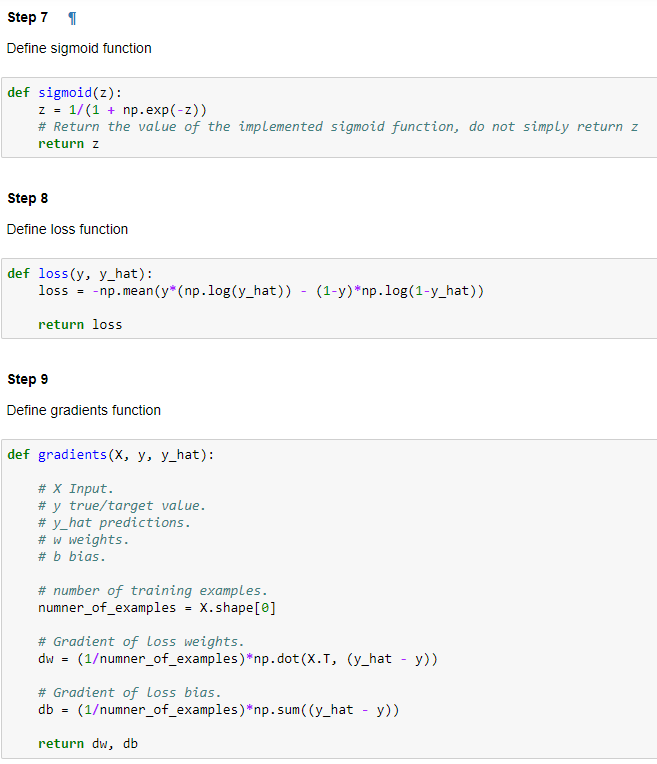 Def Predict X W B X Input Calculating Presictions Y Hat Preds Sigmoid Np Dot X W B Empty List To S 2