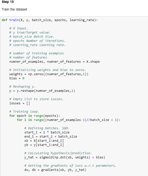 Def Predict X W B X Input Calculating Presictions Y Hat Preds Sigmoid Np Dot X W B Empty List To S 3